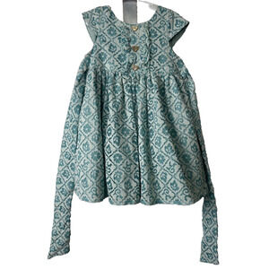 Laura Ashley London Girls 2T Floral Lace Overlay Fit & Flare Dress Teal B11